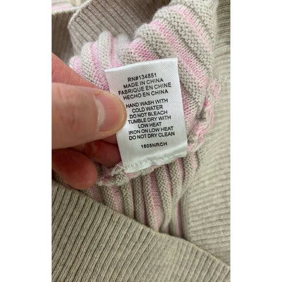 NWT WAYF Women's XS Pink Gray Striped Sleeveless Knit Midi Sweater Dress - Picture 7 of 7